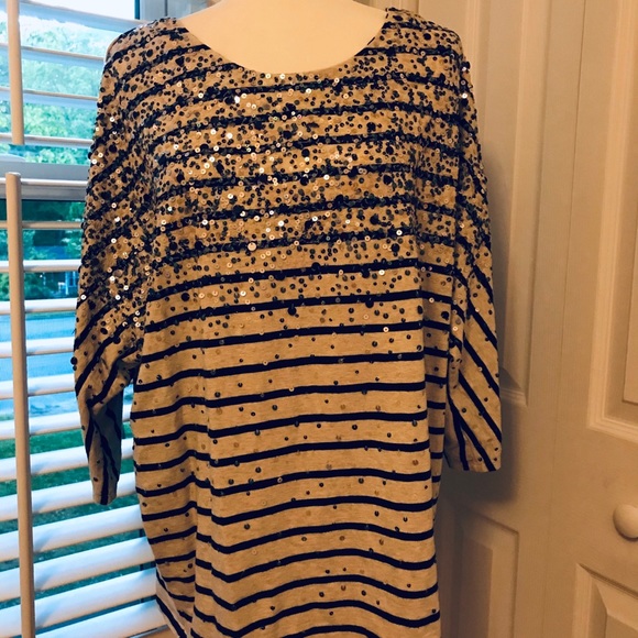 Coldwater Creek Tops - Scattered sequin striped tee with dolman sleeves